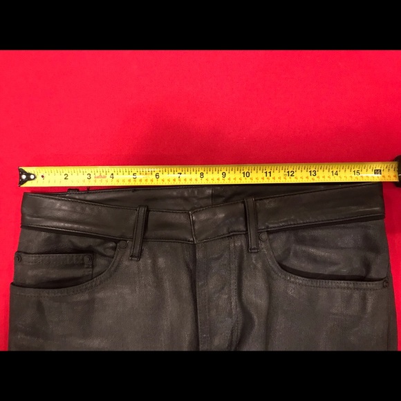 Balenciaga waxed denim jeans w/ leather waistband - Picture 3 of 8